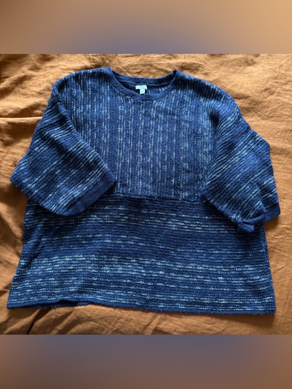J.Jill Blue Marled Knit Pullover Kimono Sweater